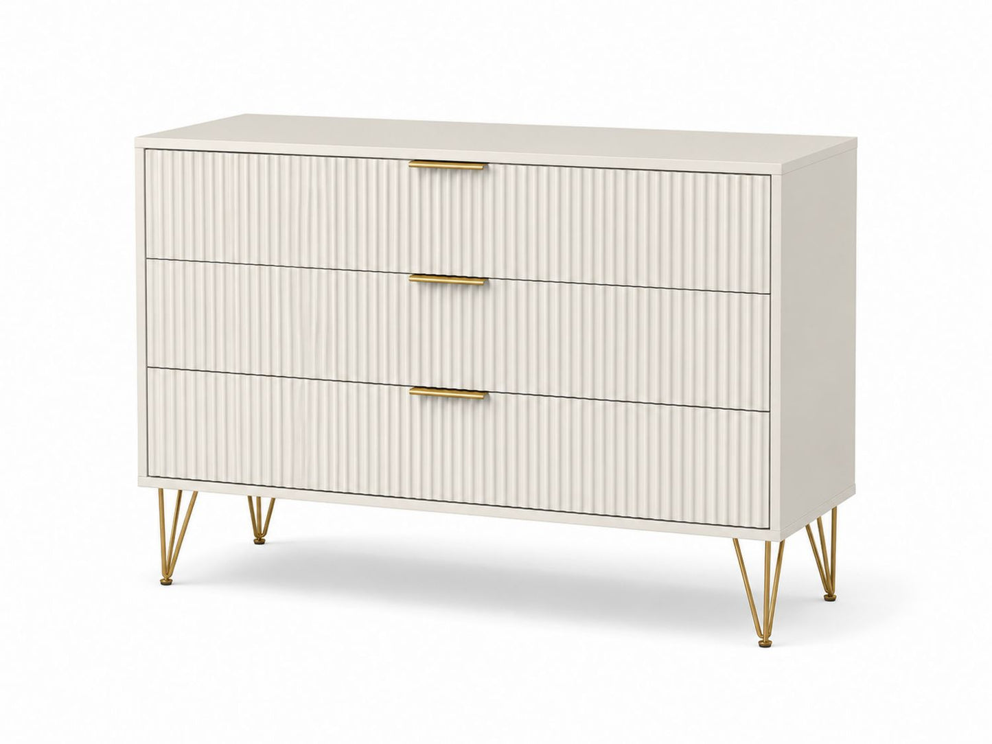 Komoda MDF z metalowymi nogami i 3 szufladami Biała
