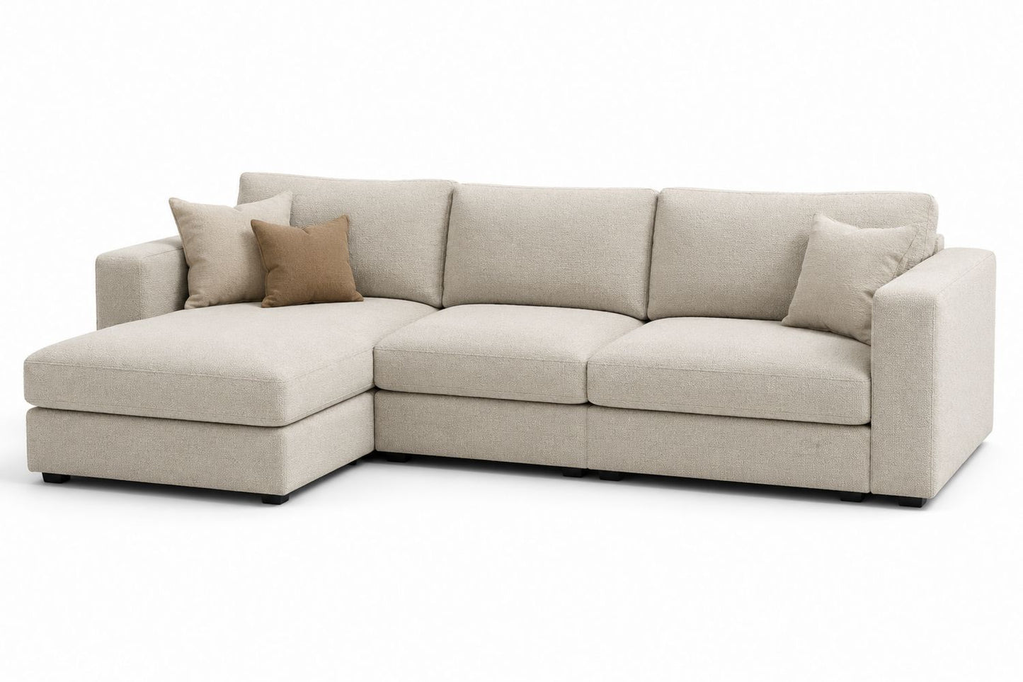 Narożnik z tkaniny poliestrowej, 320 cm x 190 cm x 85 cm, Beżowy