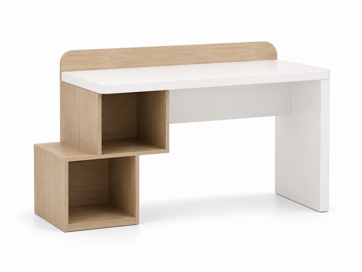 Biurko MDF z Półkami Biały/Dąb 120cm