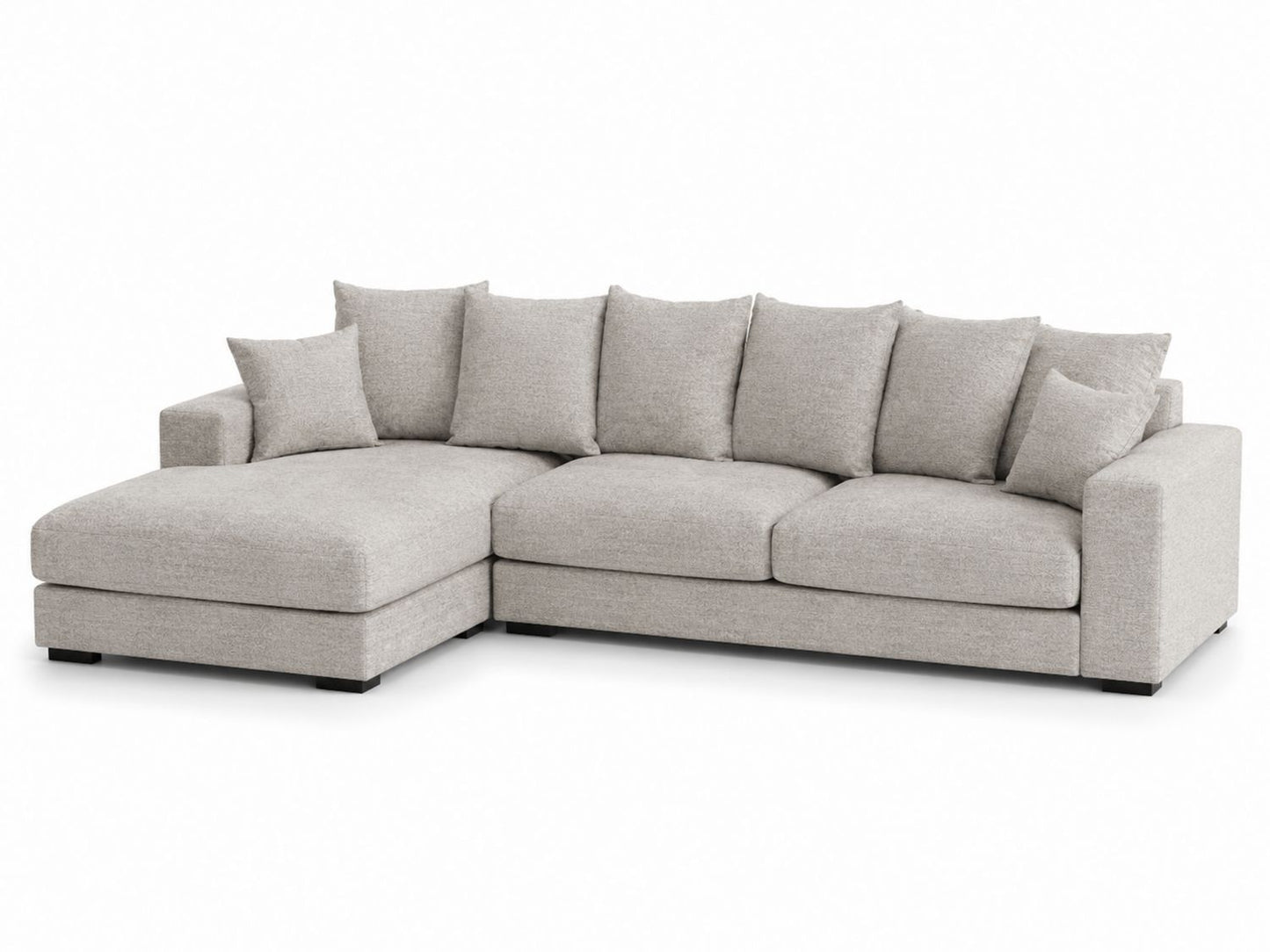 Sofa narożna z tkaniny poliestrowej Szara 300x200x80 cm