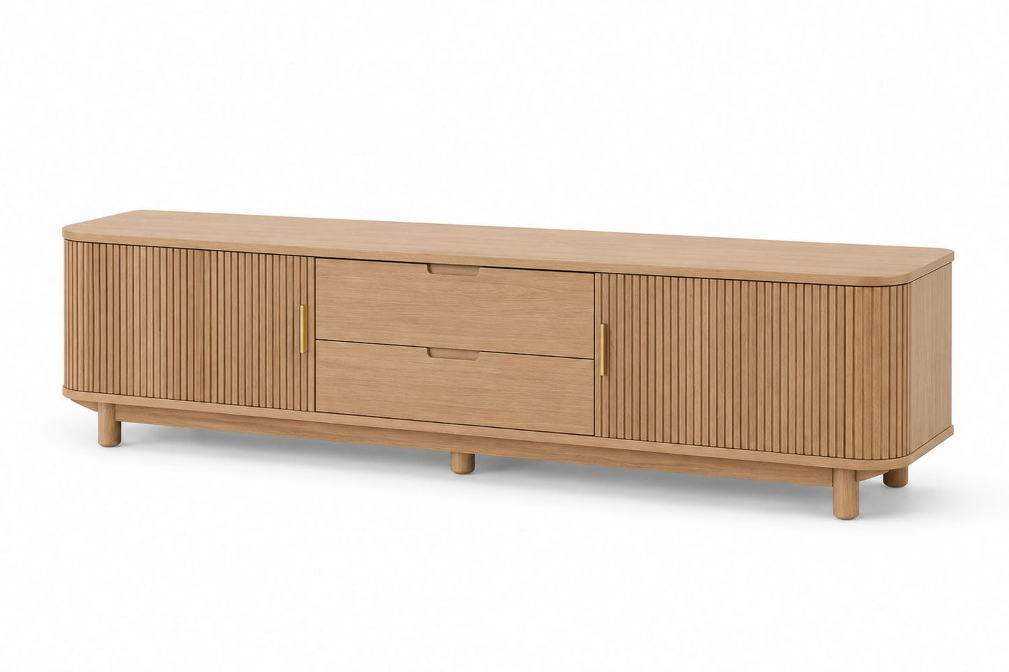 Szafka RTV z drewna dębowego 180 cm, Brązowa