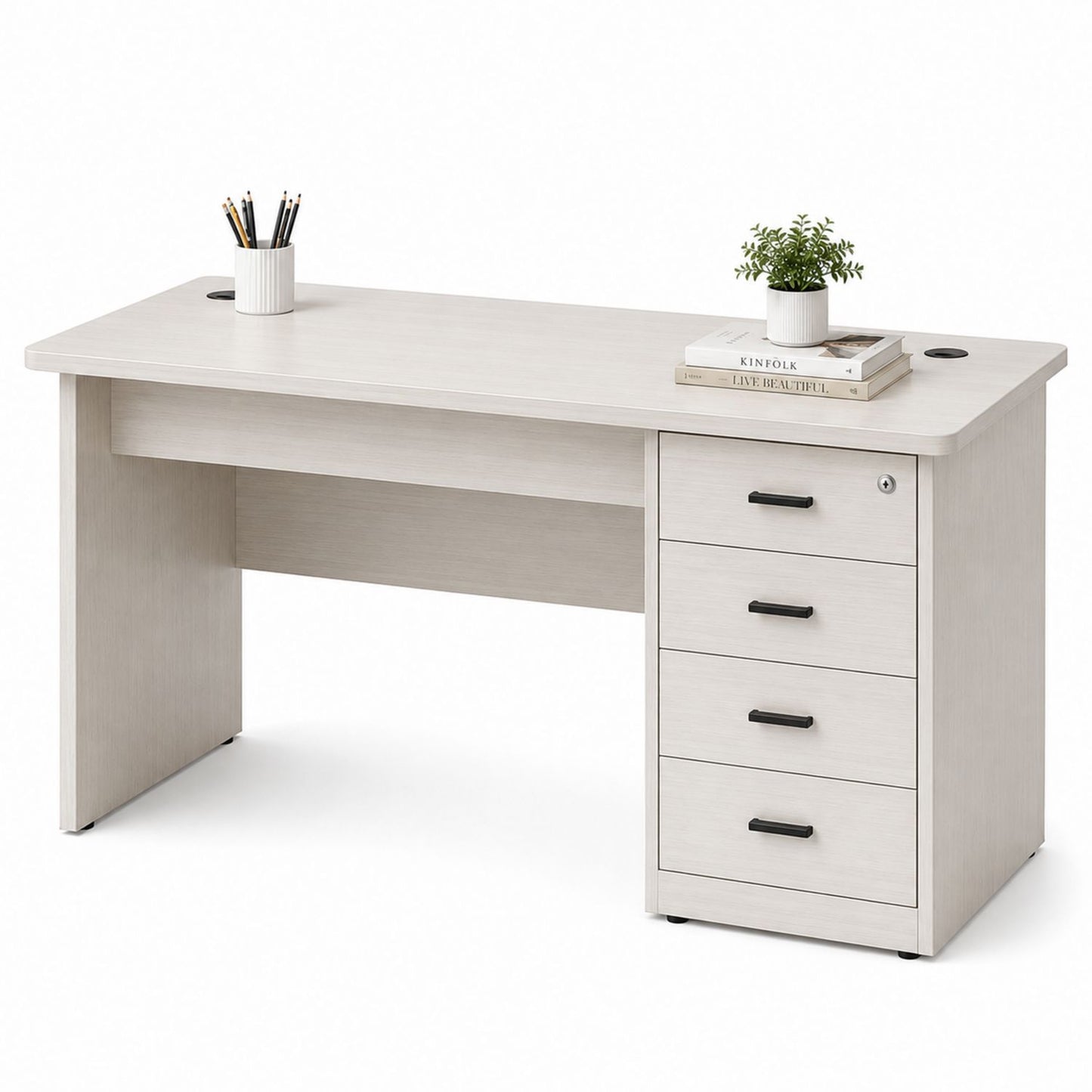 Biurko z szufladami MDF 160x60 cm Białe