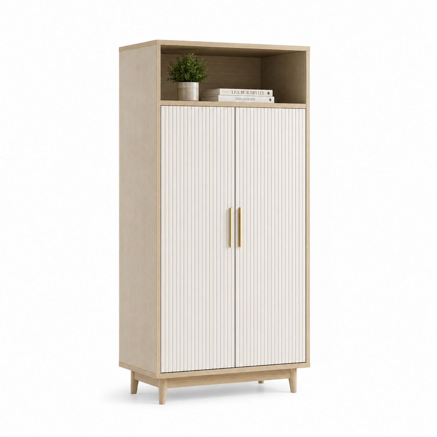 Szafa z drewna dębowego i płyty MDF z drzwiami żaluzjowymi 160 cm