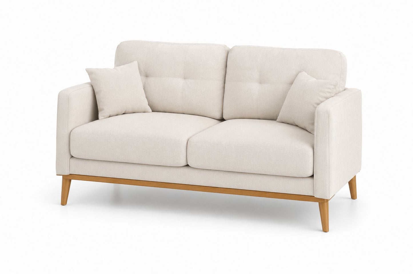 Sofa Dwuosobowa z Drewna Sosnowego Kremowa