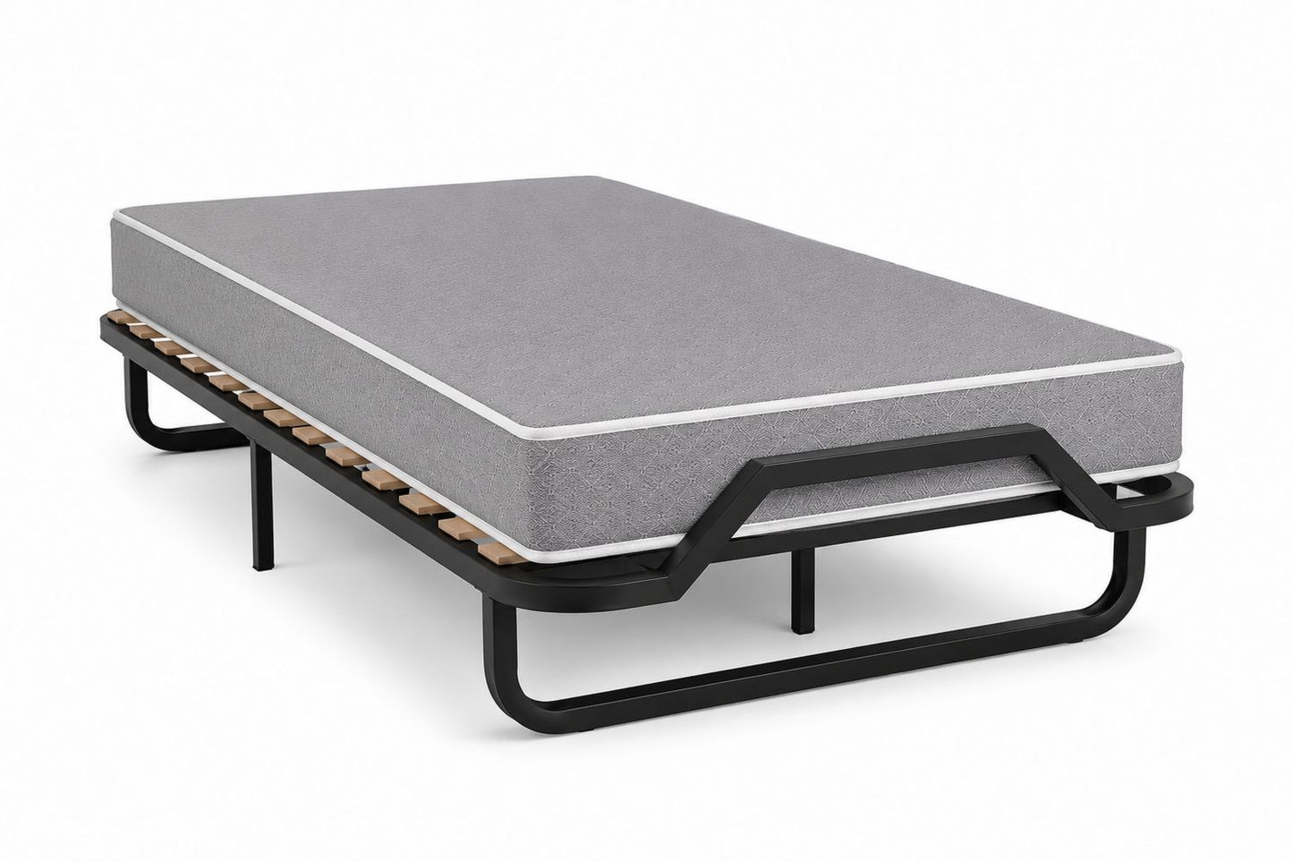 Metalowe łóżko jednoosobowe z materacem piankowym 90x200 cm