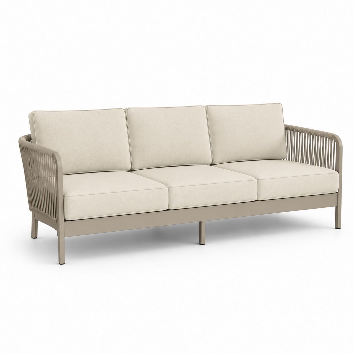 Sofa 3-osobowa Aluminiowa z Tkaniną Poliestrową Beżowa