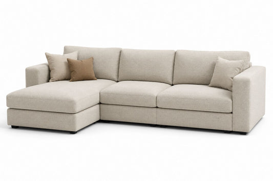 Narożnik z tkaniny poliestrowej, 320 cm x 190 cm x 85 cm, Beżowy