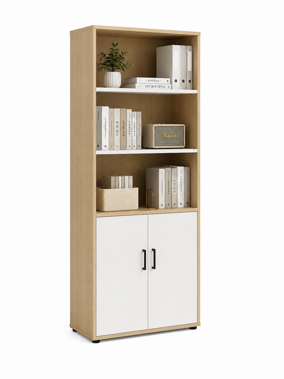 Regał z płyty MDF Dąb/Biały 180 cm