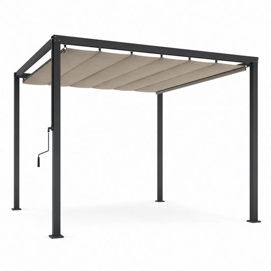 Pergola Tarasowa z Aluminium i Poliestrem 300x300 cm Beż