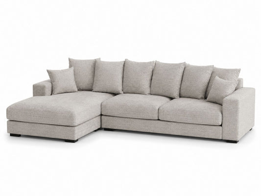 Sofa narożna z tkaniny poliestrowej Szara 300x200x80 cm