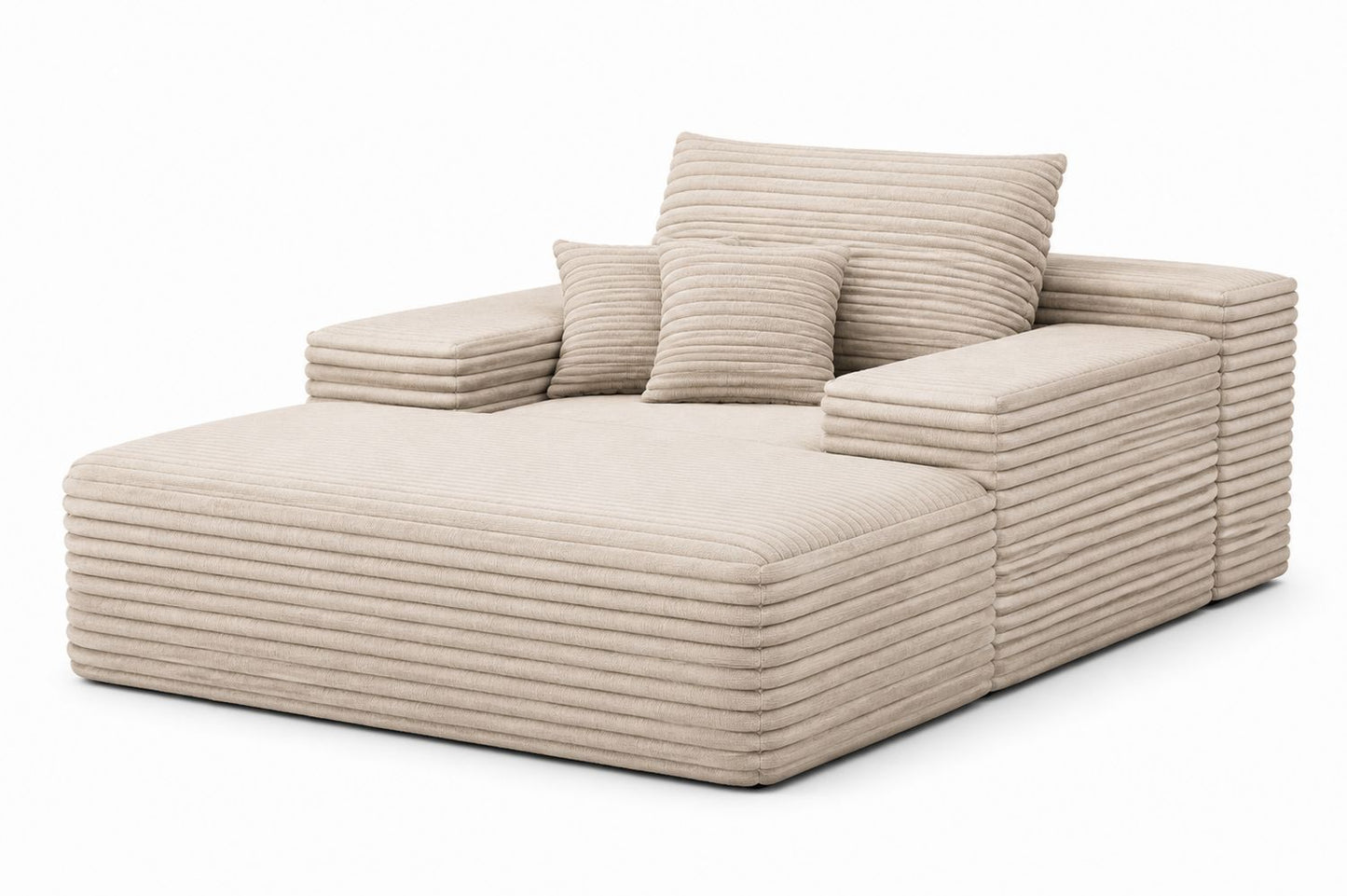 Narożna sofa sztruksowa beżowa