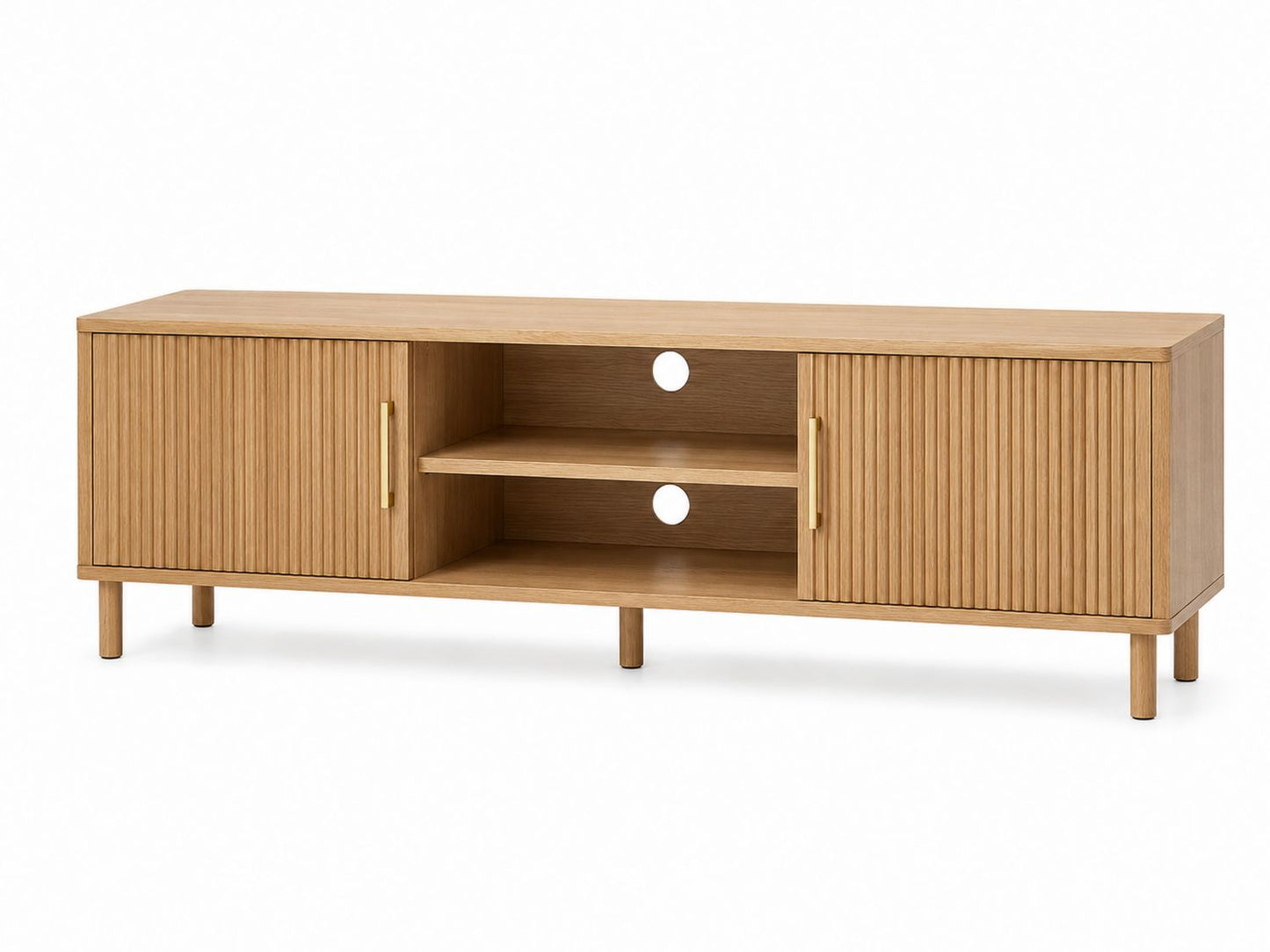 Dębowa szafka RTV z półkami 150x40x50 cm