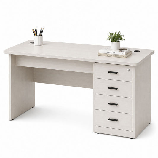 Biurko z szufladami MDF 160x60 cm Białe