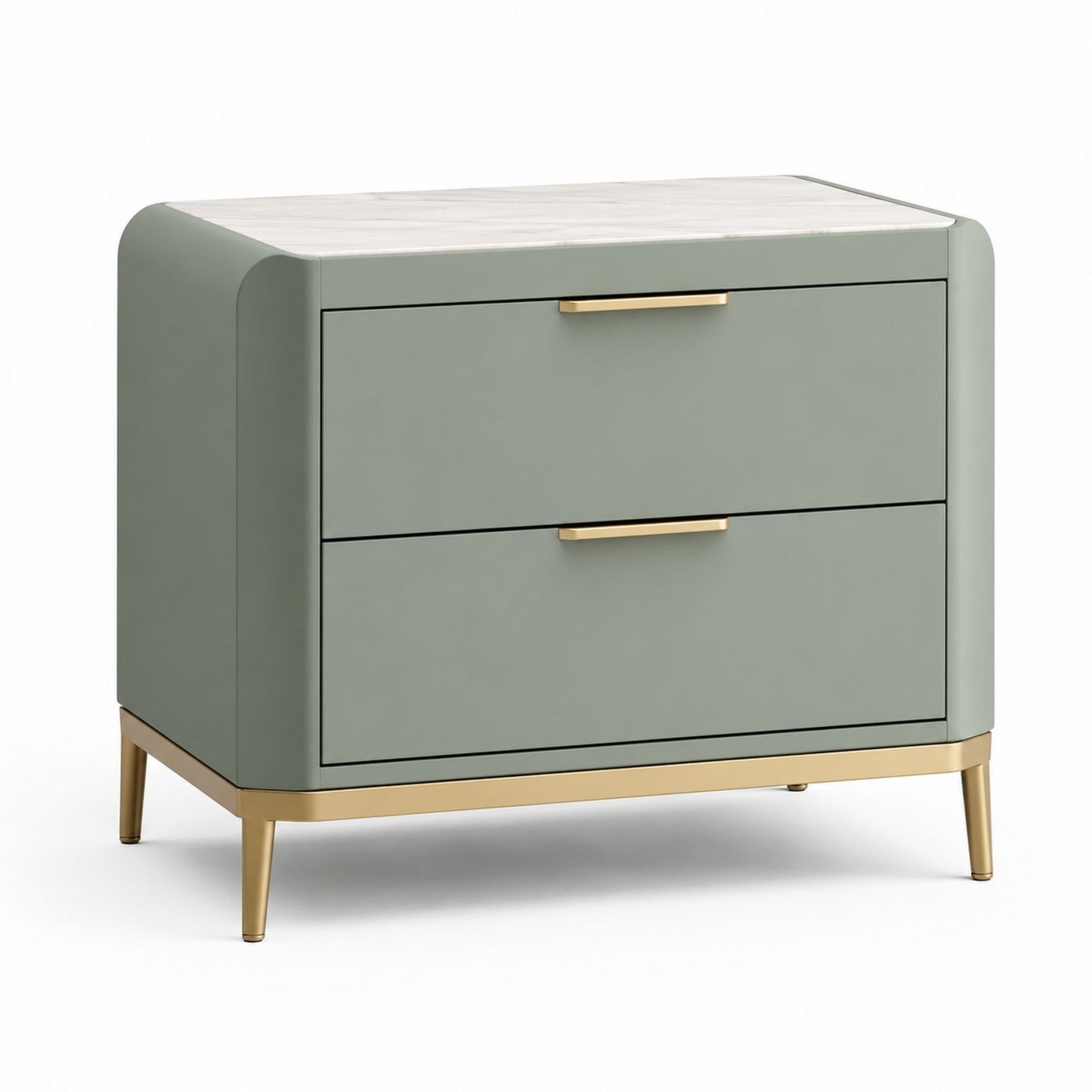 Szafka nocna z 2 szufladami MDF Marmur Zielony Złoty 70 cm