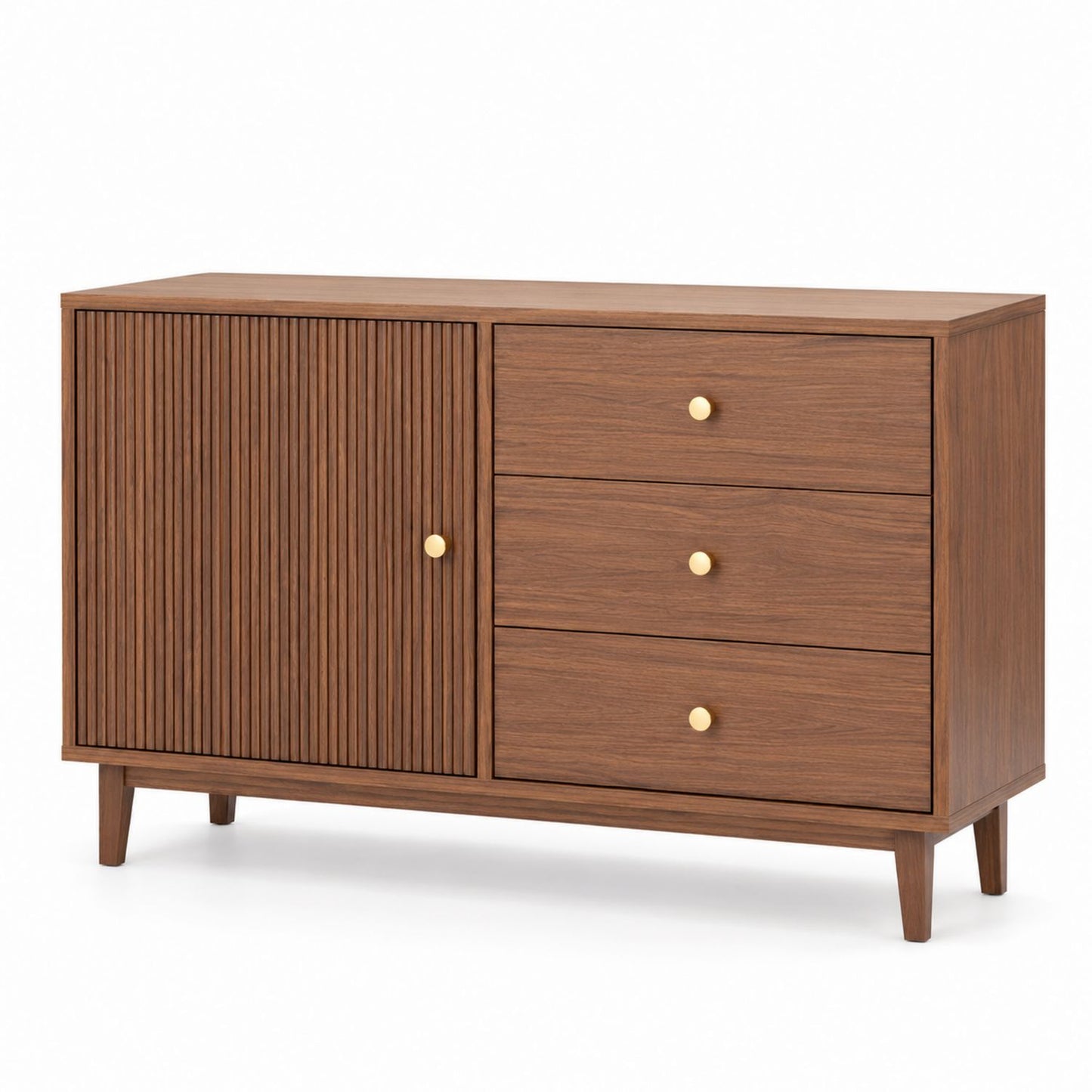 Komoda z drewna orzechowego z szafką i szufladami, 120 cm