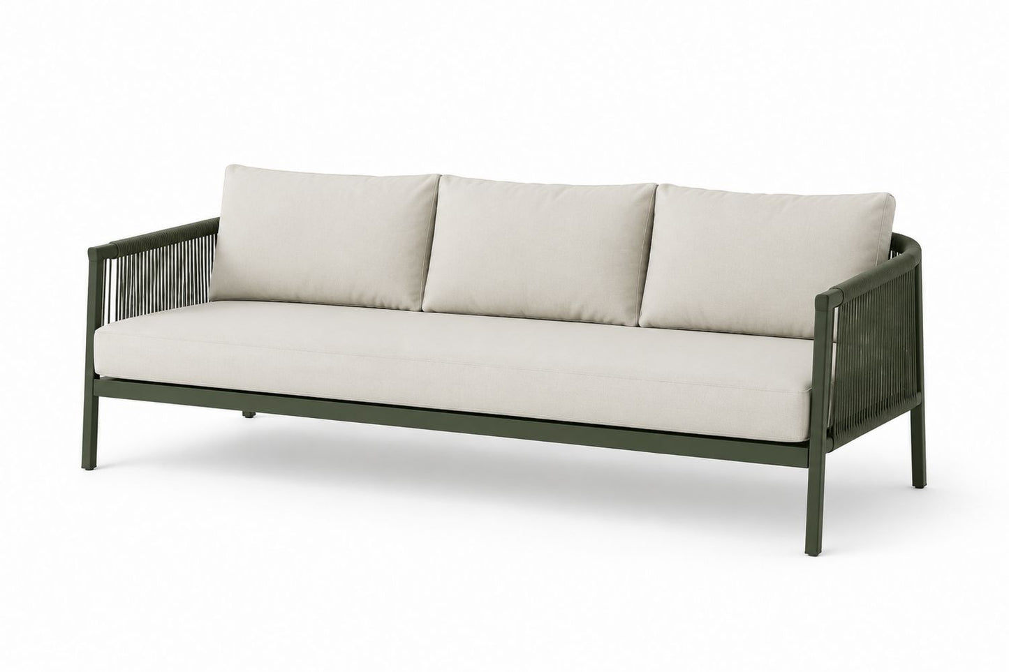 Sofa z aluminium z beżowymi poduszkami 210 cm