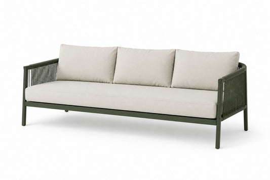 Sofa z aluminium z beżowymi poduszkami 210 cm