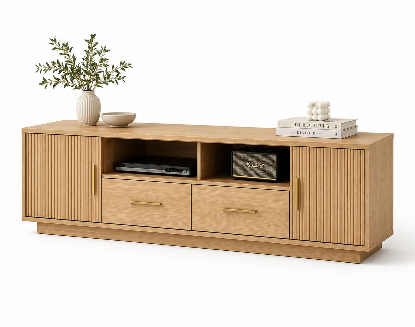 Szafka RTV z drewna dębowego 180x40x50 cm Jasny Dąb